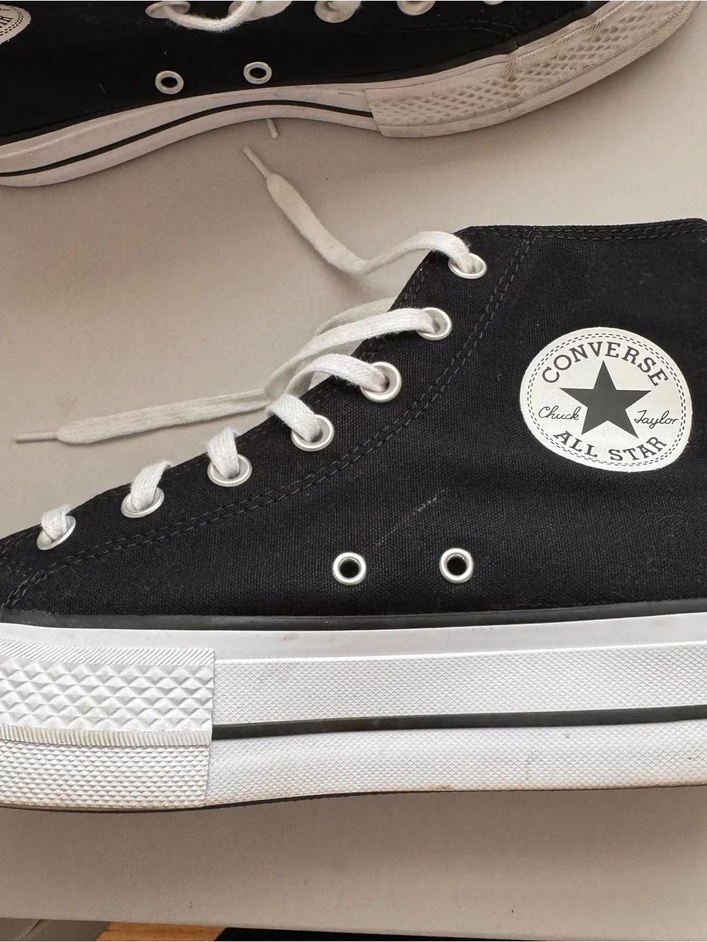 Converse Black and White High Top All Star Sneakers - Picture 6 of 6
